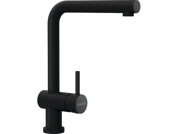 Küchenarmatur SCHOCK Epos W , schwarz (puro), B:21,2cm H:31,5cm Ø:5,1cm, Messing, Armaturen, Küchenarmatur, Vorfenstermontage, Festauslauf, Niederdruck