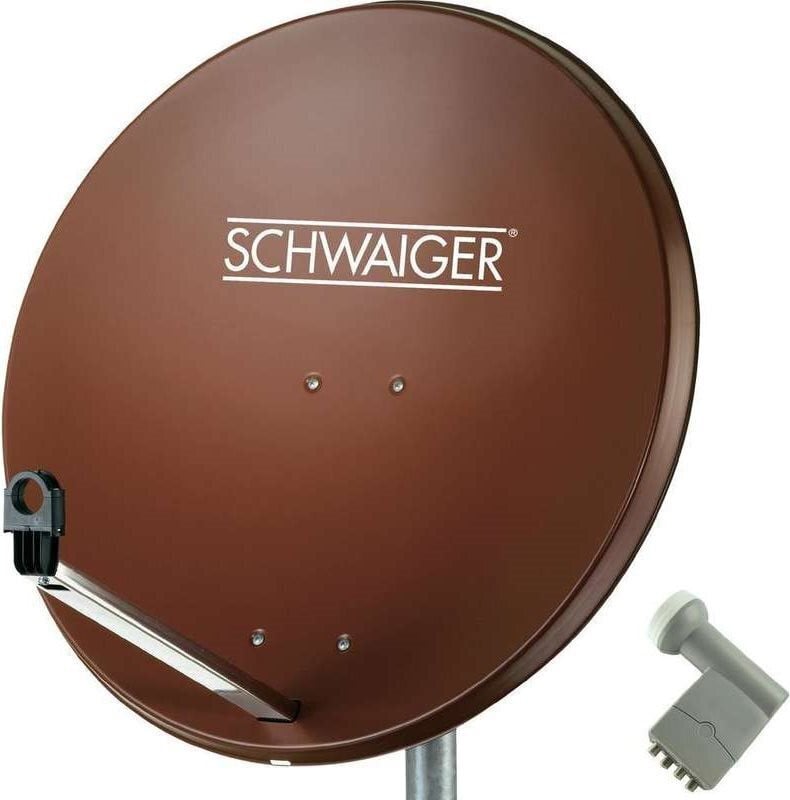 Schwaiger satellietinstallatie met Quad-LNB en switch, 80 cm, klei-rood