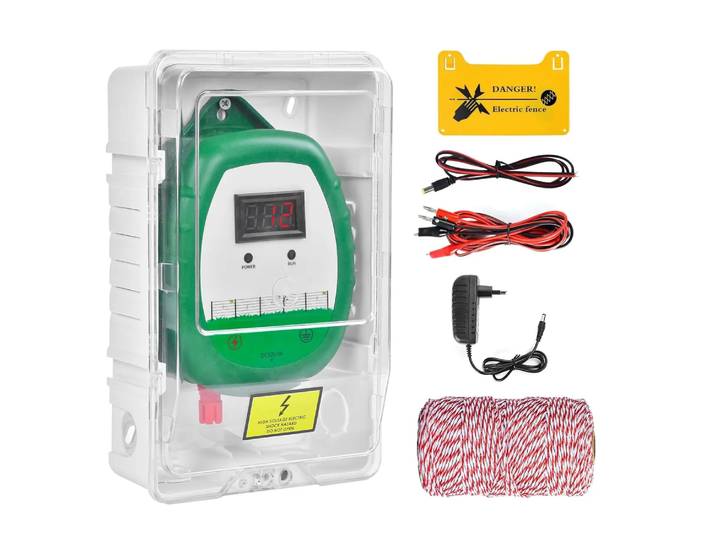 Clôture électrique de 10KM/6.2Miles, contrôleur de sortie d'impulsions de haute qualité, pour paquebot, SACTool avec chargeur, style européen