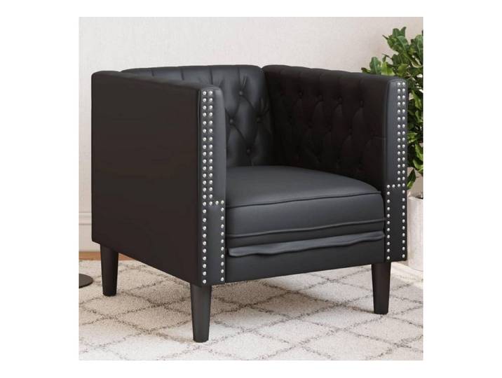 LuxusKollektion Chesterfield-Sofa Sofa Chesterfield Kunstleder Polstersofa Sessel Schwarz 1-Sitzer