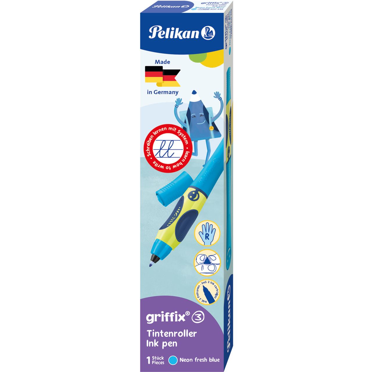 Pelikan griffix Tintenschreiber Rechtshänder Neon FreshBlue Faltschachtel