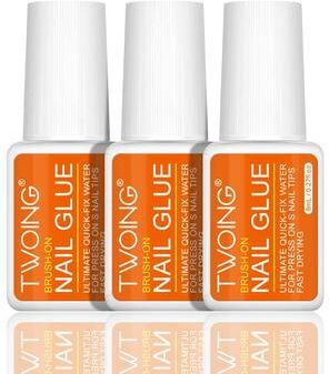 Inspired Finds Twoing Waterproof Nail Glue Fast Dry Acrylic Nail Adhesive For Press On & Fake Nails 3 Bottles