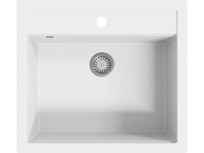 vidaXL Évier en granit simple bassin blanc