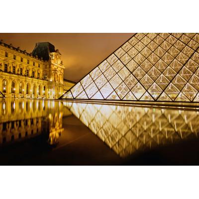 Fototapete PAPERMOON "PARIS-LOUVRE FRANKREICH STADT KUNST MUSEUM PYRAMIDE", bunt, B:4m L:2,6m, Vlies, Tapeten