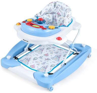 Costway 6 in 1 Foldable Baby Walker with Adjustable Height-Blue