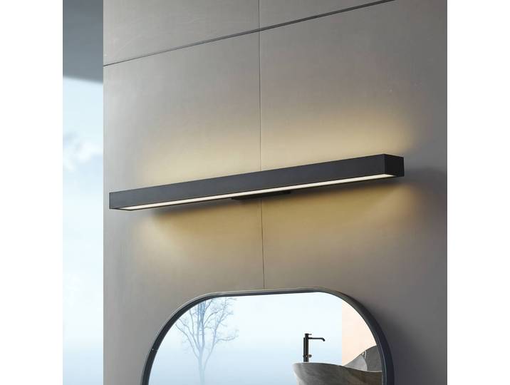 Wandlampe Zafira Lucande, schwarz, für Badezimmer, Aluminium, Modern, Wandleuchte, Wandlampe Bad