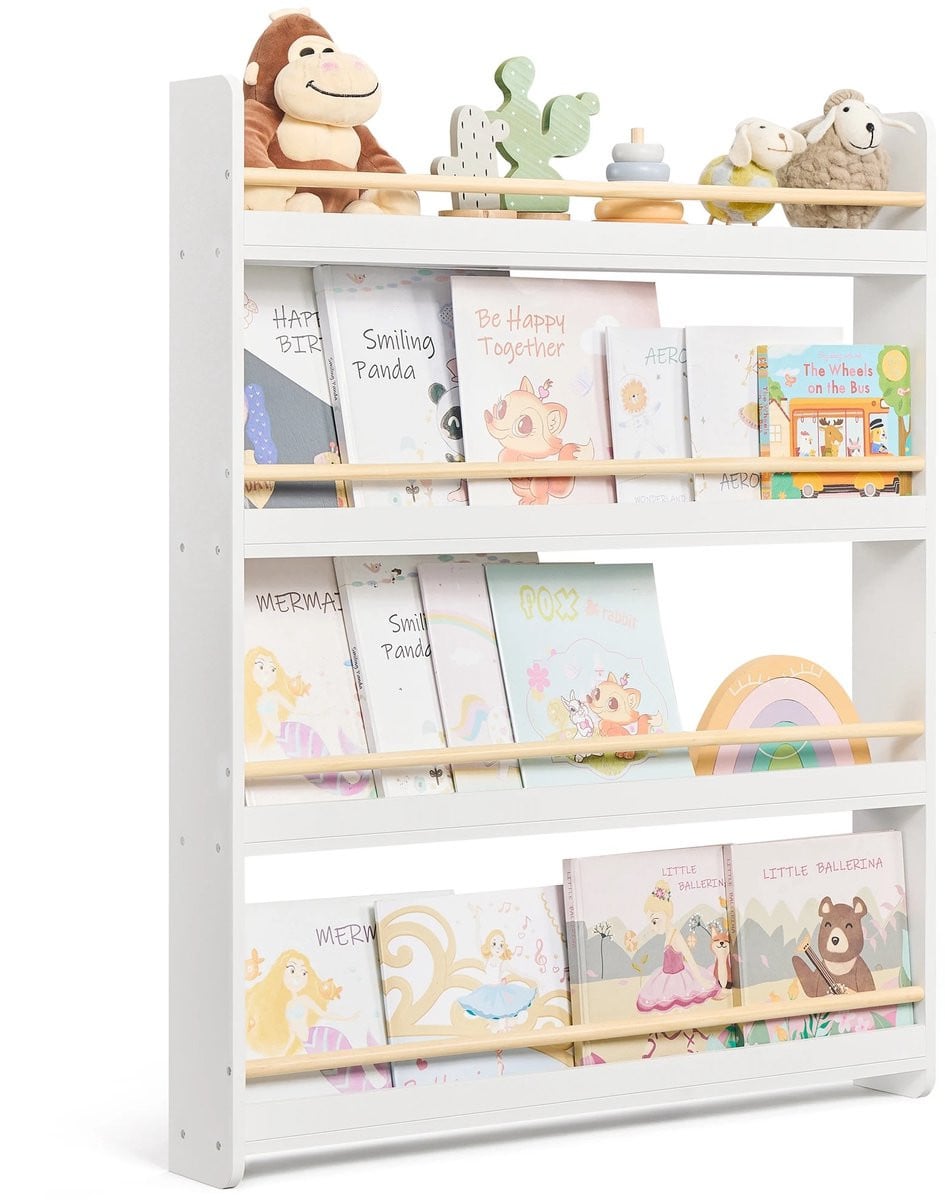 Lifero Kinderboekenplank - 4 laags Wandboekenplank - Wit