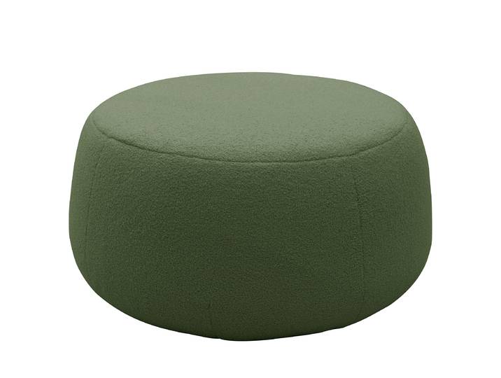 Pouf en tissu 75 x 42 x 75cm Vert Tissu Bouclé Nola: Vert vieilli