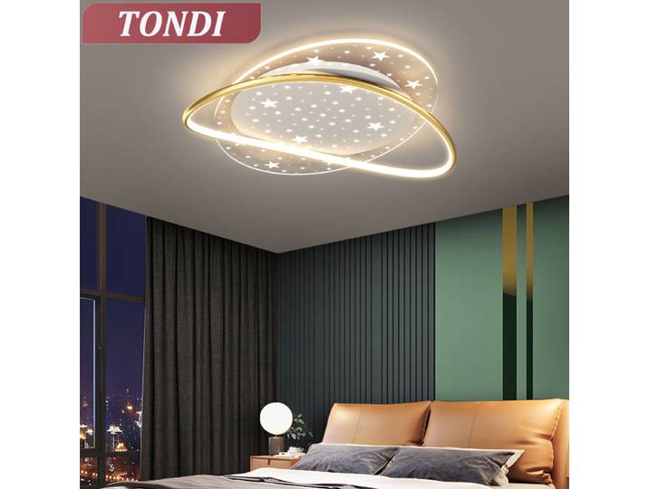 Plafonnier LED avec télécommande, luminaires de décoration intérieure, salon, bureau, chambre à coucher, noir, or, moderne, nouveau