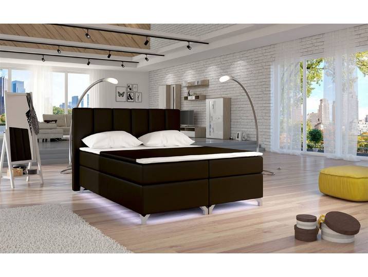 Fun Möbel Boxbett Schlafzimmerbett PARMA mit LED (inkl. Bettkästen, inkl. Kaltschaumtopper)