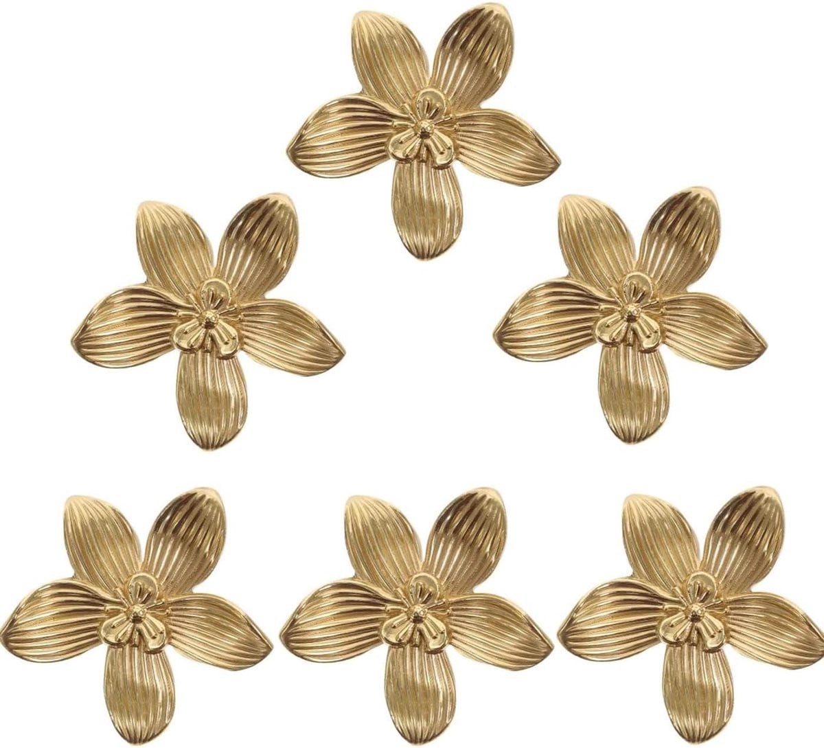 Set van 6 gouden kastgrepen met bloemenmotief voor meubels