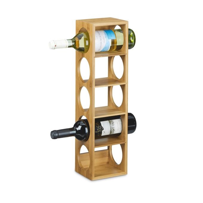 Relaxdays Wijnrek van bamboe, set van 2, bruin/beige, H x B x D: 53 x 14 x 12 cm