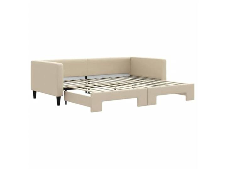 PUGYNBK Schlafsofa Nest, cremefarbener Stoff, 90 x 200 cm 2-in-1, Struktur aus Holz und Metall, Lattenrost, ohne Matratze, für Wohnzimmer oder Schlafzimmer