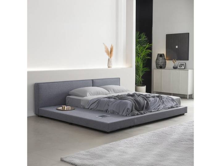 HOME DELUXE Polsterbett Bett mit Ablage GALAXIS (wahlweise inkl. Matratze), bodentiefes Designbett