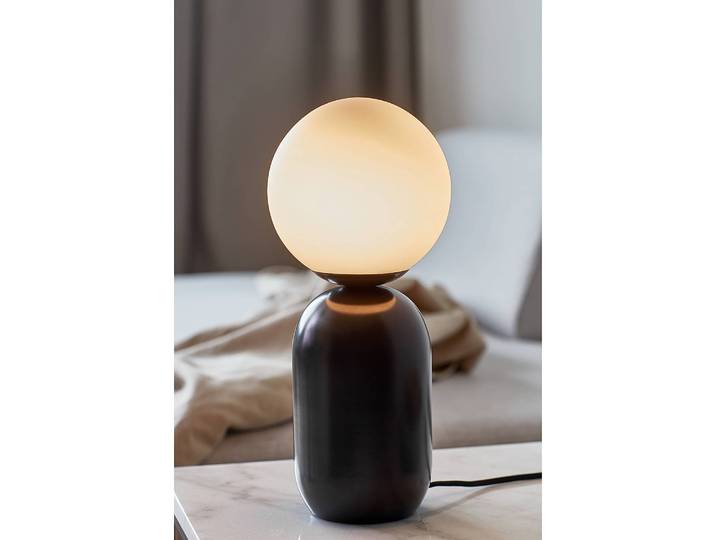 home24 Tafellamp Ø 15cm zwart/zwart gepoedercoat aluminium E14
