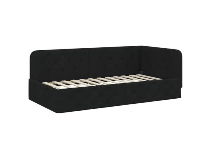 PUGYNBK Eck-Bettgestell, Schwarz, 90 x 200 cm Wendbares Schlafsofa, Bezug aus Polyester, platzsparend, moderner Stil