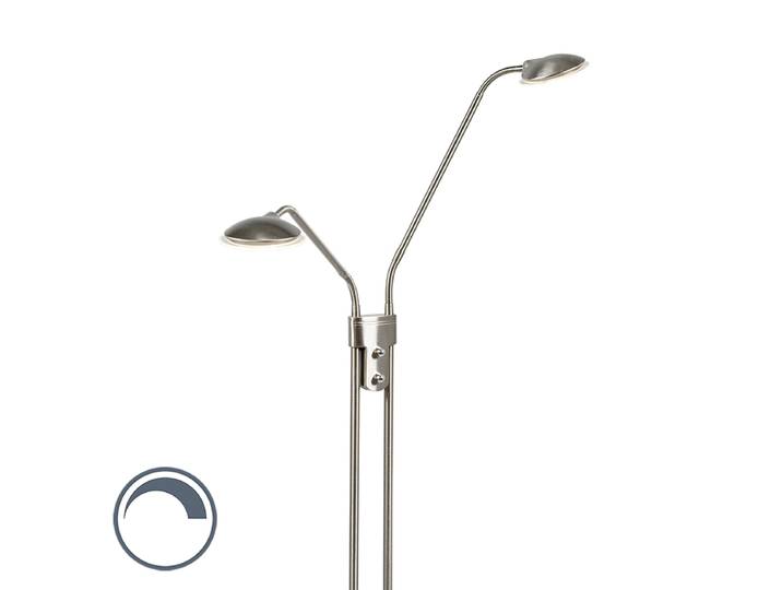 Lampadaire moderne en acier avec liseuse avec LED - Eva