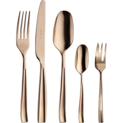 Besteck-Set PINTINOX "Infinito Treasure", braun (bronzefarben), 30 tlg., Edelstahl 18/0, Essbesteck-Sets, Optik Glänzend PVD Beschichtung