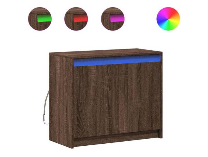 NOUVEAU Commode - Buffet avec LED - Bahut Meuble Enfilade - chêne marron - 72x34x61cm - Bois d'ingénierie 48181
