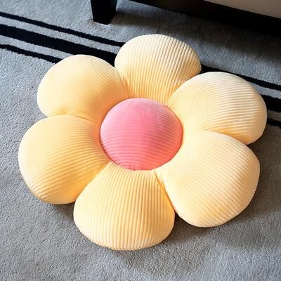 Lush Living Finds Pink Flower Pillow Bay Window Seat Cushion, Girly Six Petal Flower Design For Kids Room bloom