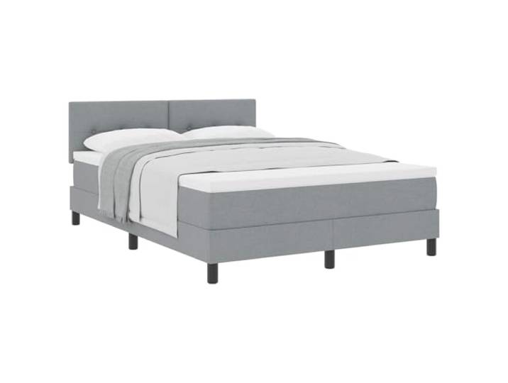 KKgypkn Boxspringbett mit verstellbarem Kopfteil Hellgrau 160 x 200 cm Stoff – Modernes Design mit atmungsaktivem Bezug, manuell verstellbarem Kopfteil und Matratze mit Schaum