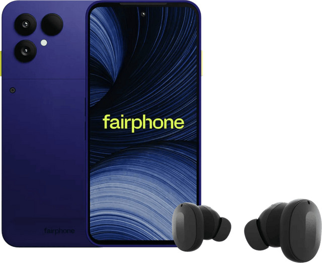 Fairphone 6+ 256GB Blauw 5G met Fairbuds Wireless Zwart