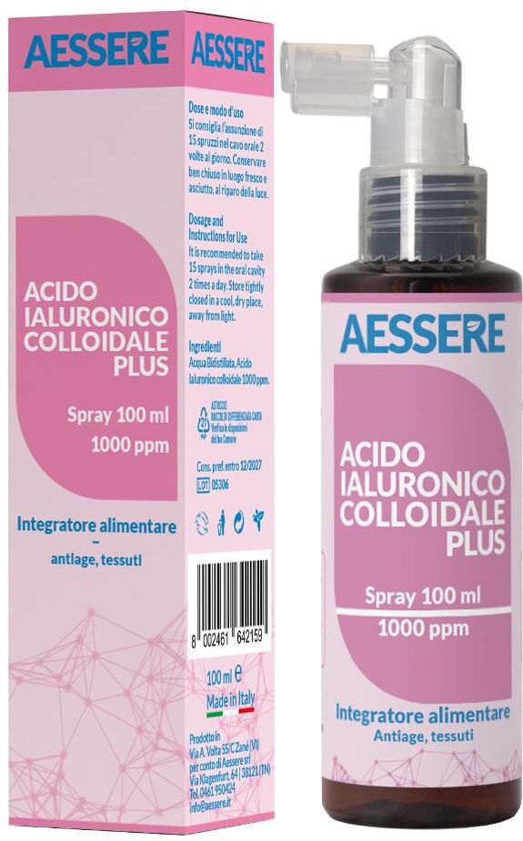 AESSERE Srl Aessere Acido Ialuronico Colloidale Plus Spray 100 ml – 1000 ppm