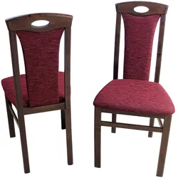 Stuhl Set in Nussbaumfarben Buche massiv Rot Stoff (2er Set)