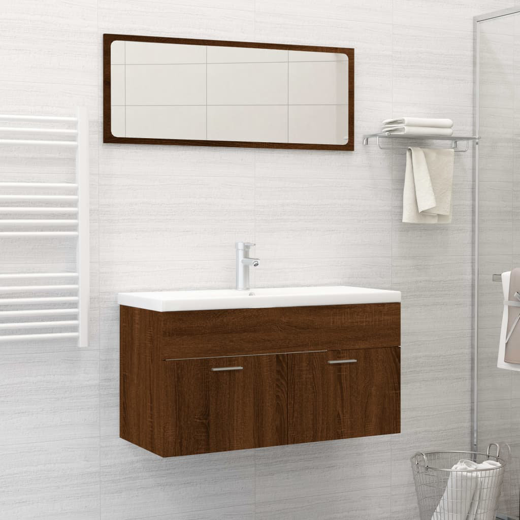 17 Stories Laneise Bathroom Storage Furniture Set Brown Oak 46cm H X 90cm W X 38.5cm D