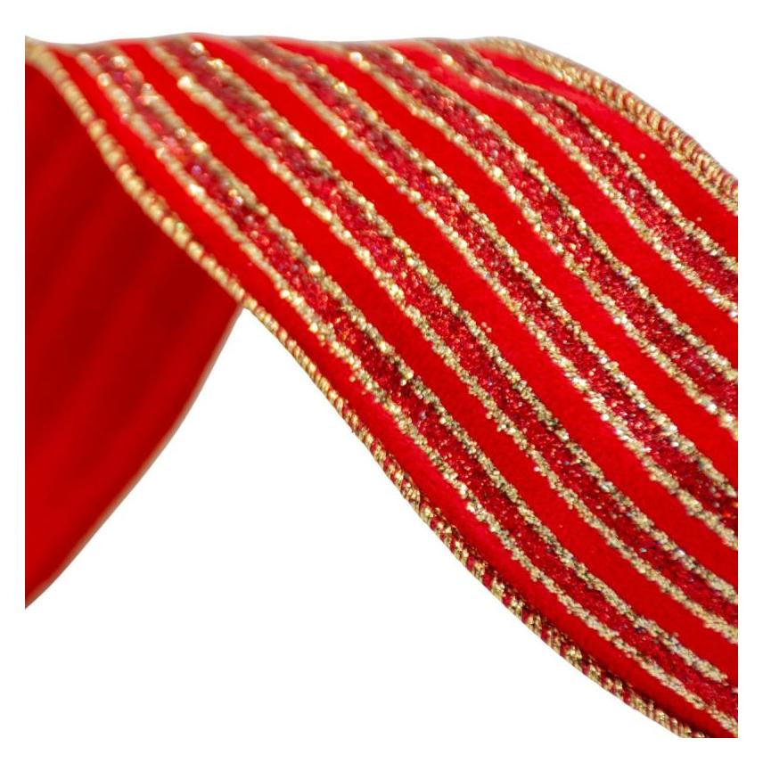 Koopman RIBBON GOLD STRIPES 6.3CMx3M RED (1x) (66070520)