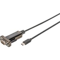 USB 2.0 Adapterkabel, USB-C Stecker > RS232 Stecker schwarz, 1 Meter