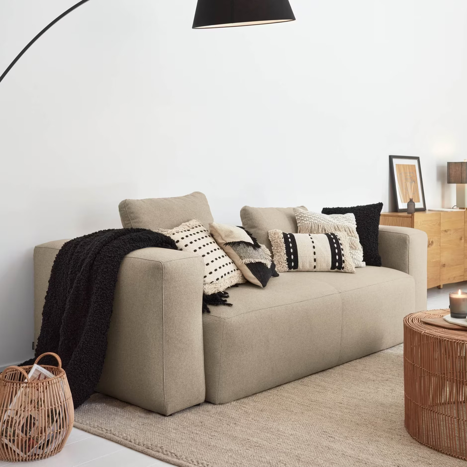 Kave Home Blok 3-zits Bank - Beige - Breedte: 240 cm