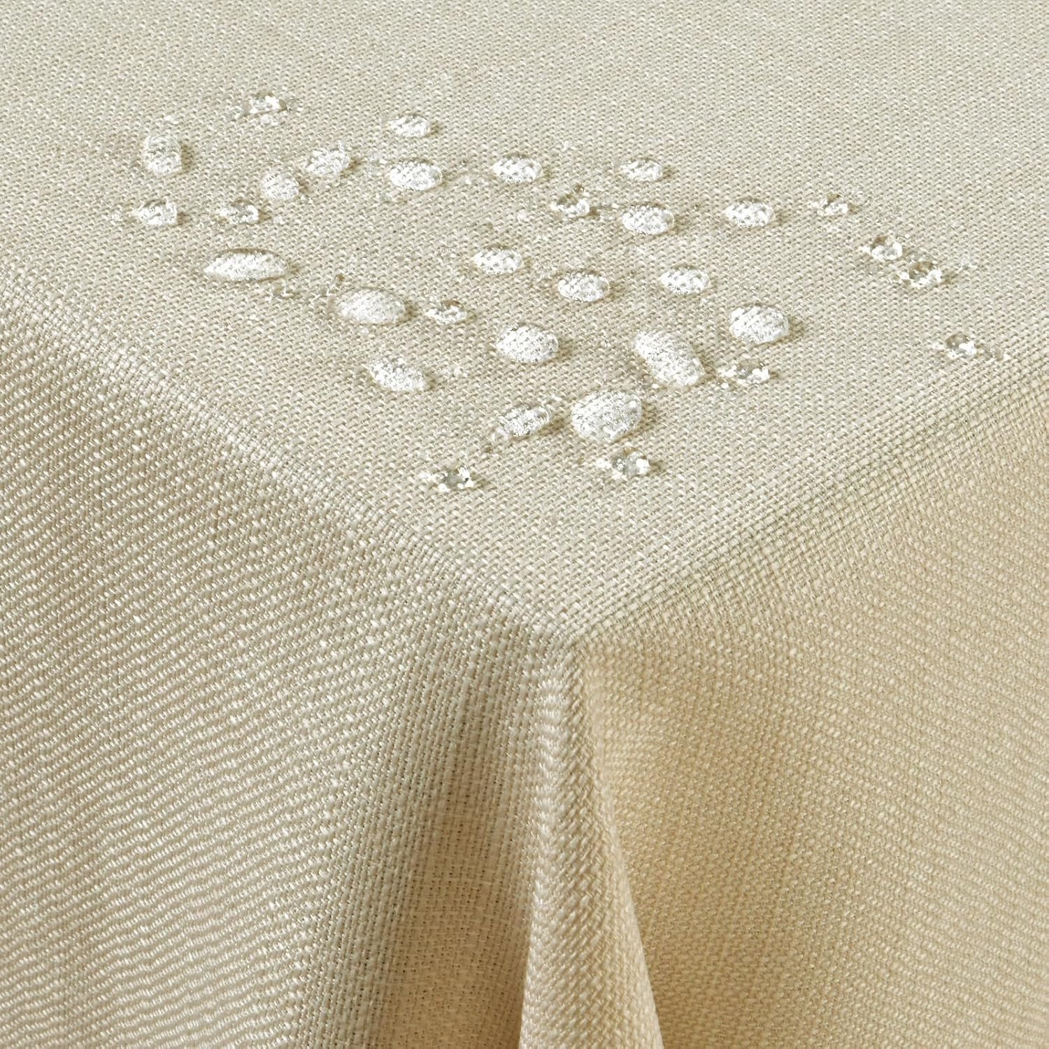 Beige Linnen Tafelkleed, Wasbaar en Waterdicht