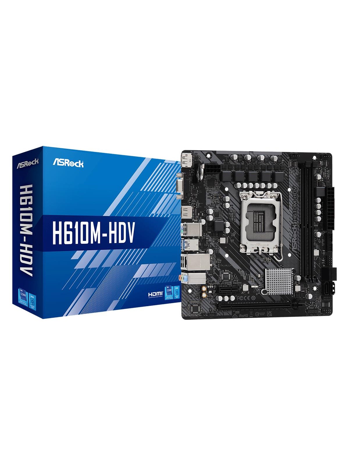 ASRock H610M-HDV Mainboard - Intel H610 - Intel LGA1700 - DDR4 RAM - Micro-ATX