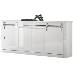SIDEBOARD weiß Hochglanz 201 x 92 cm, Kommode mit Soft-Close