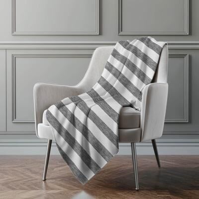 Addison Rugs Premium Machine Washable Modern Stripes Sherpa Throw Blanket