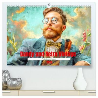 Dandy und Retro Vintage - Portraits mit Humor (hochwertiger Premium Wandkalender 2026 DIN A2 quer), Kunstdruck in Hochglanz