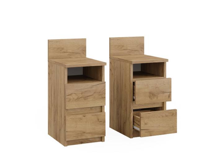 Vicco Nachttisch Monty Goldkraft Eiche 2er Set, Eichefarben, Holzwerkstoff, Rechteckig, 25x59.1x32.3 cm, Schlafzimmer, Nachttische
