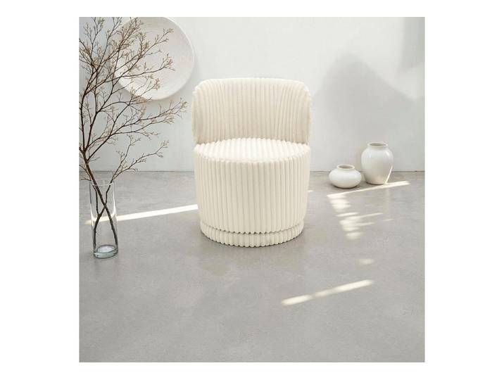 DOMO collection Sessel Ypres Loungesessel inkl. 360* Drehfunktion, Minimalistisches Design, Cord, creme