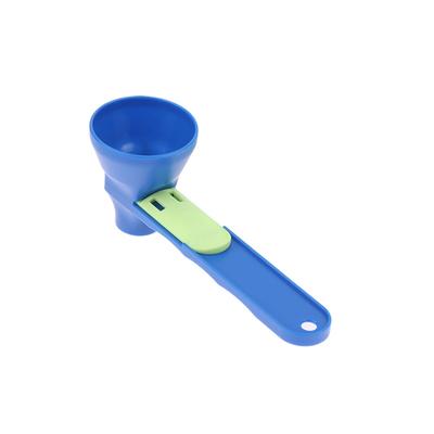 2 In 1 Sliding Design Measuring Spoon, Kitchen Accessories Filling Coffee Scoop, Reusable Funnel Protein Powder Scoop blue