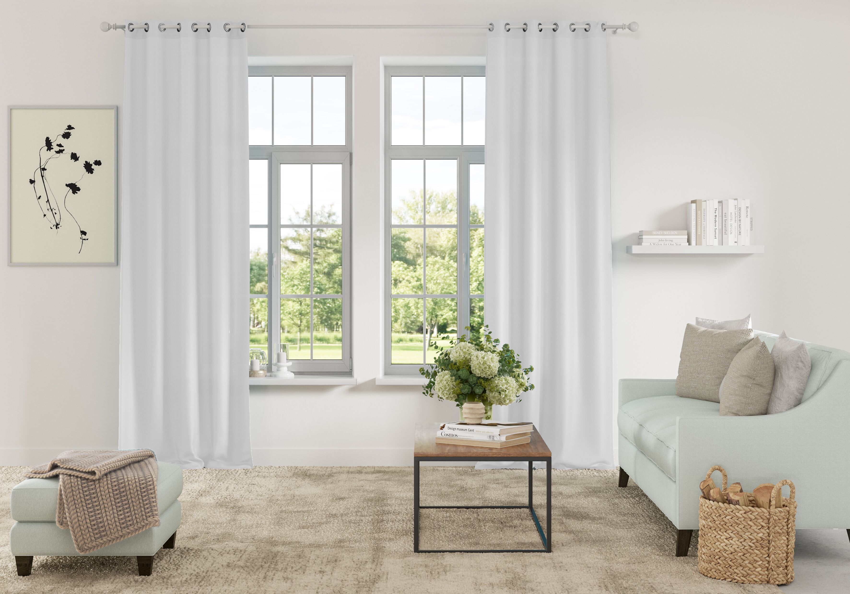 Vorhang GOODPRODUCT "Parry, Ösen, 2er Set, blickdicht, Topseller" Gr. 3, beige (natur), B:140cm H:225cm, Polyester, Recyceltes Material, Gardinen, Vorhang, 2-er Set, blickdicht, monochrom, basic natur 225cm, Ösen, 140cm