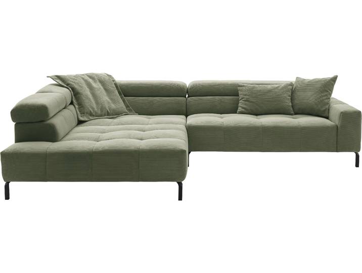 Ecksofa HOME AFFAIRE Claya, 311 cm breit, L-Form, inkl. Kopfteilverstellung , grün (oliv), B:311cm H:71cm T:219cm, 95% Polyester, 5% Nylon, Sofas, Ecksofa, ohne elektrischen Sitzvorzug