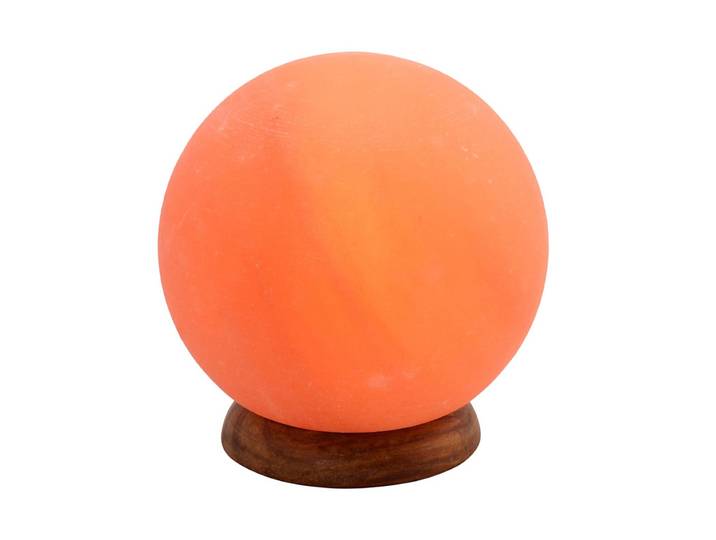 Wagner Life Salzleuchte Planet, 2 kg, Holzsockel, bernstein Planet, gelb / orange, für Wohn- / Esszimmer, Stein