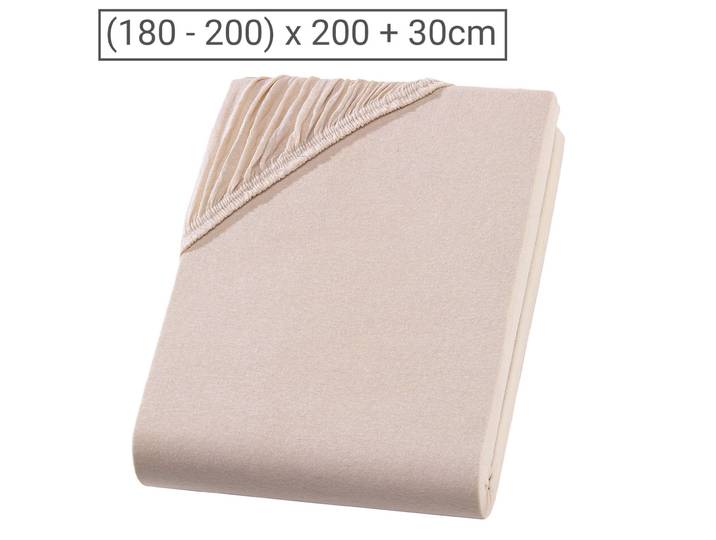 Übergrösse Qualitäts-Jersey Fixleintuch, 100% Baumwolle, beige, 200 x 200 cm