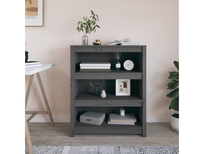 ESTINK Bibliothèque Gris 80x35x97 cm Bois de pin massif 117167