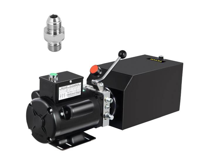 Groupe hydraulique VEVOR 14 L pour ponts élévateurs automobiles - pompe hydraulique 1 CV\, 60 Hz\, réservoir métallique\, convient pour ponts élévateurs de véhicules\, tracteurs et réparation automobile