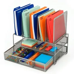 Relaxdays Schreibtisch Organizer Schublade Ablagen Silber