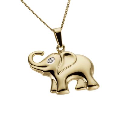 Kettenanhänger FIRETTI "Schmuck Geschenk Gold 333 Halsschmuck Anhänger für Halskette Elefant", weiß (gelbgoldfarben, weißgoldfarben, weiß, wweiß), Schmuckanhänger, Mädchen, 0,01 P2 = erkennbare Einschlüsse, Diamanten Gelbgold 333, 1,5 g, Diamanten,...
