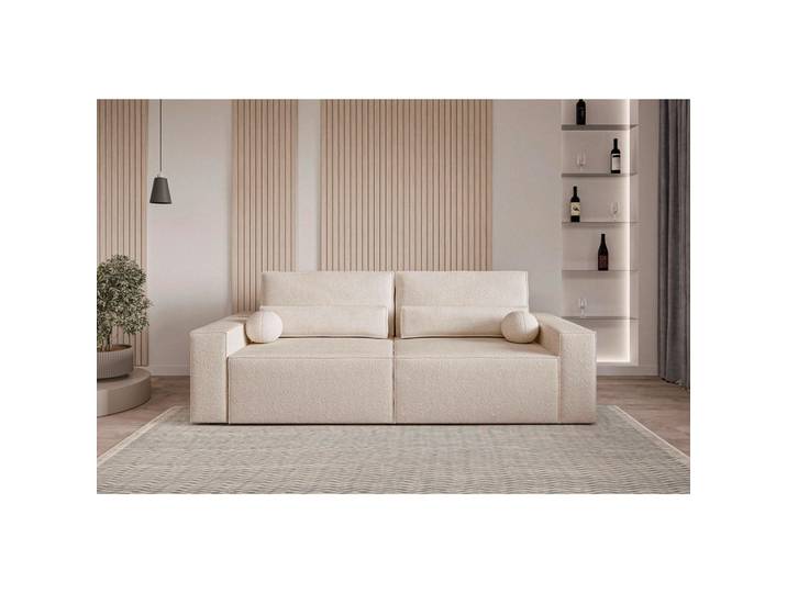 Mid.you Schlafsofa Brazil Sofa, Sand, 3-Sitzer, Füllung: Silikon, 248x92x110 cm, Stoffauswahl, Armteil links, rechts, Wohnzimmer, Sofas & Couches, Schlafsofas, Schlafsofas mit Bettkasten