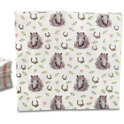 ECOFIESTA 240 Stück Servietten Pferd 33x33cm umweltfreundlich - Saugfähige Party-Servietten Kindergeburtstag - Papier-Servietten stilvoll